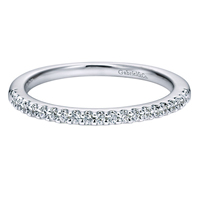 14k White Gold Contemporary Style Straight Wedding Band Diamond